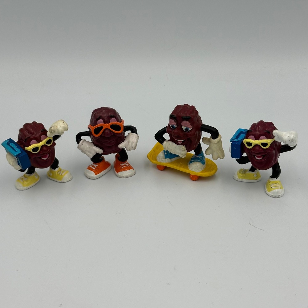 VTG California Raisins PVC Figure Lot 4 Calrab Applause 1987‎ 1988 Boombox Skate